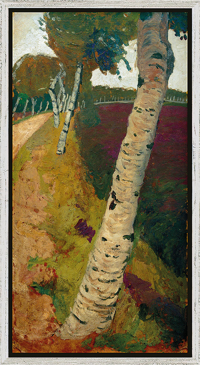 Paula Modersohn-Becker: Bild 'Landstraße mit Birken' (um 1901), gerahmt