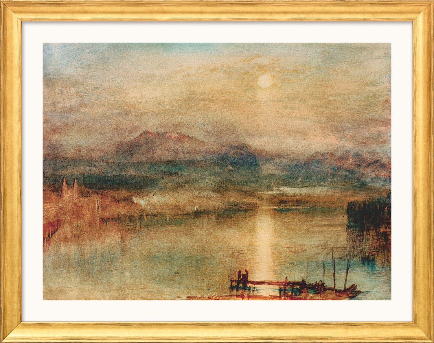William Turner: Bild 'Mondschein über dem Vierwaldstätter See' (um 1841-44), Version goldfarben gerahmt