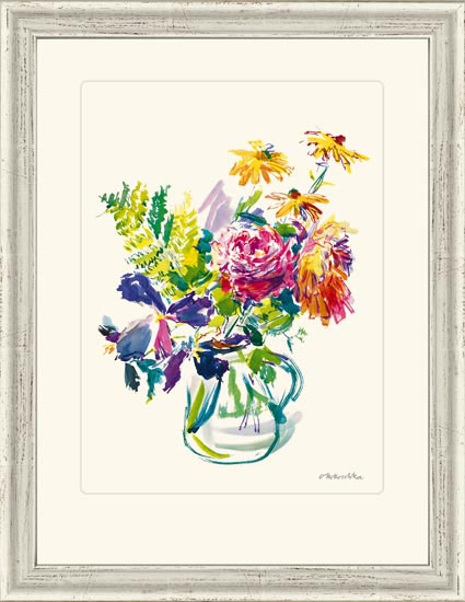 Oskar Kokoschka: Bild 'Sommerblumen im Glaskrug', 1969, gerahmt