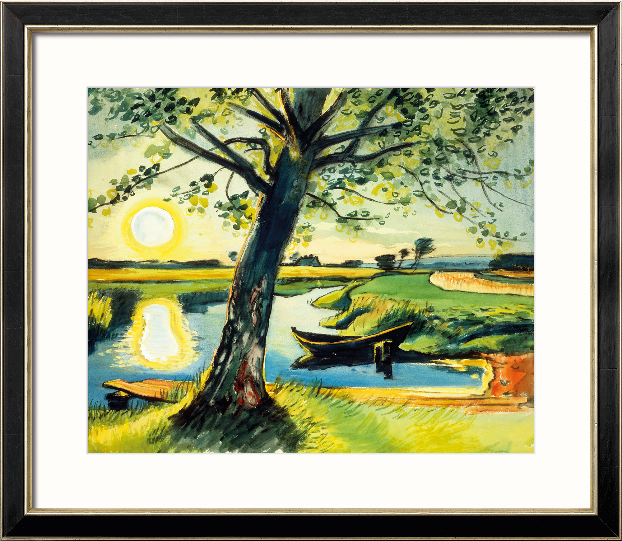 Max Pechstein: Bild 'Morgen am Mühlengraben, Leba' (1935), gerahmt