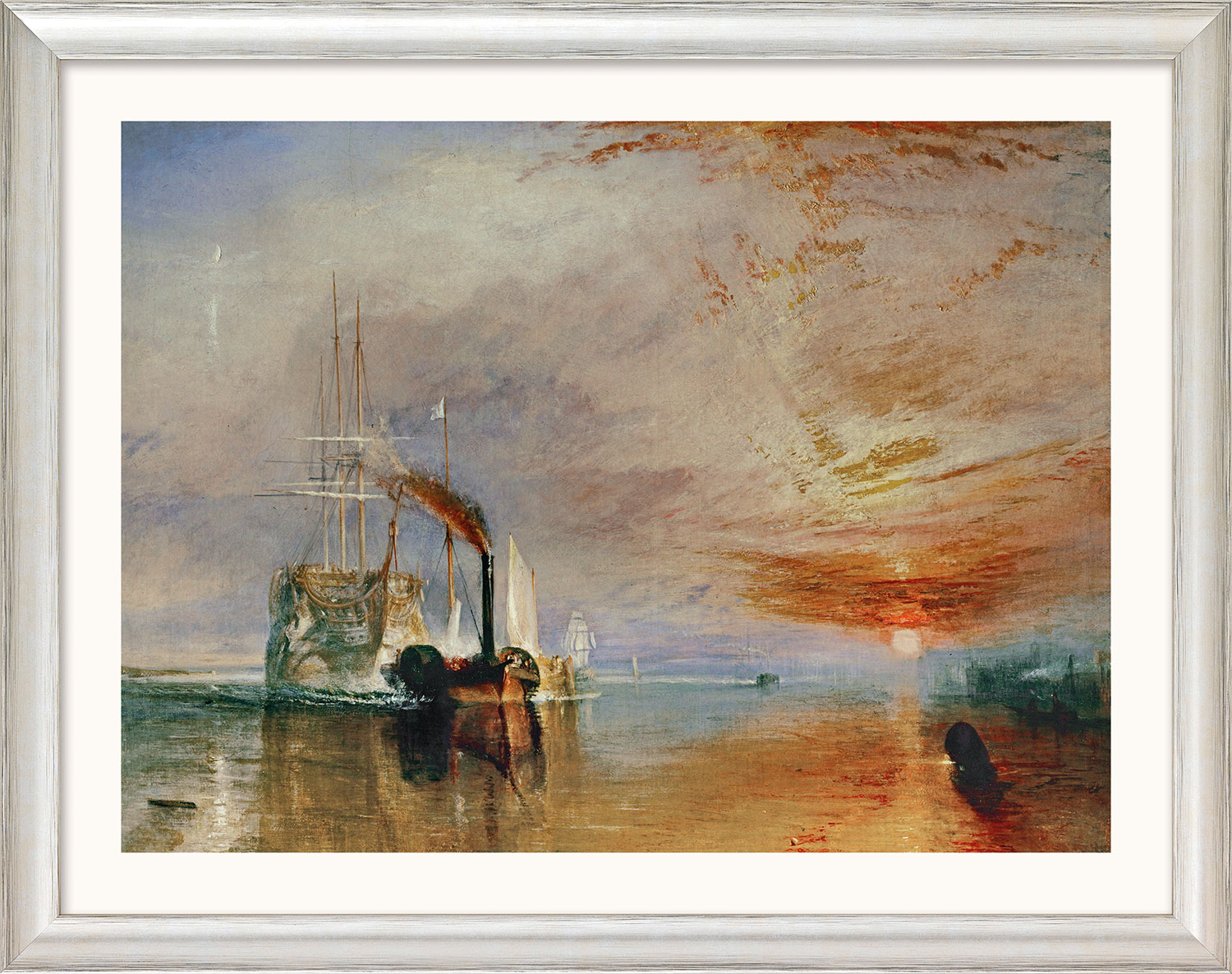 William Turner: Bild 'Die letzte Fahrt der Temeraire' (1839), Version silberfarben gerahmt