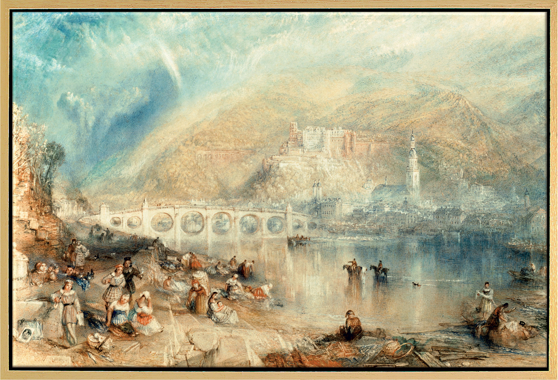 William Turner: Bild 'Heidelberg mit einem Regenbogen' (um 1841), gerahmt