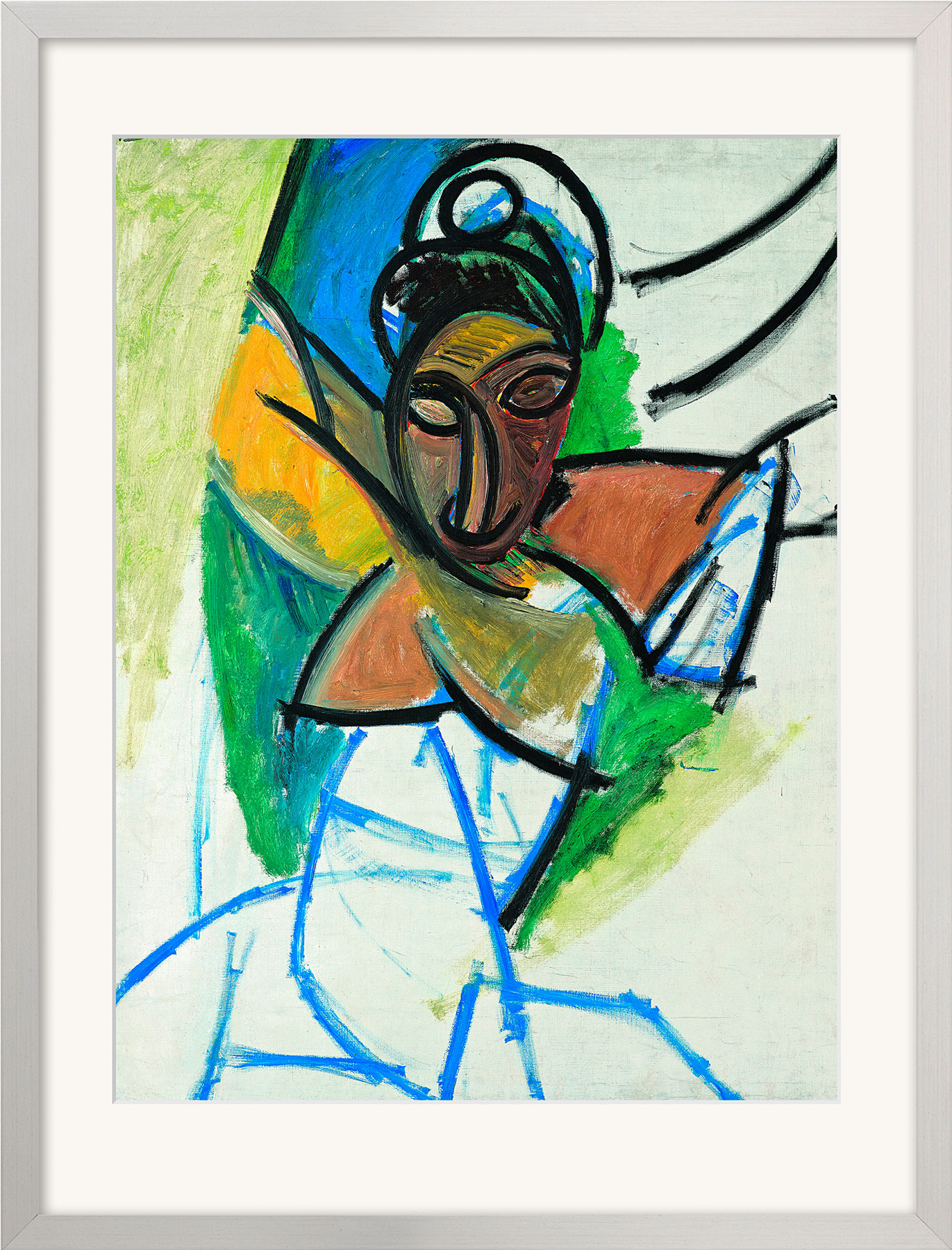 Pablo Picasso: Bild 'Femme (Époque des 'Demoiselles d'Avignon')'' (1907), gerahmt