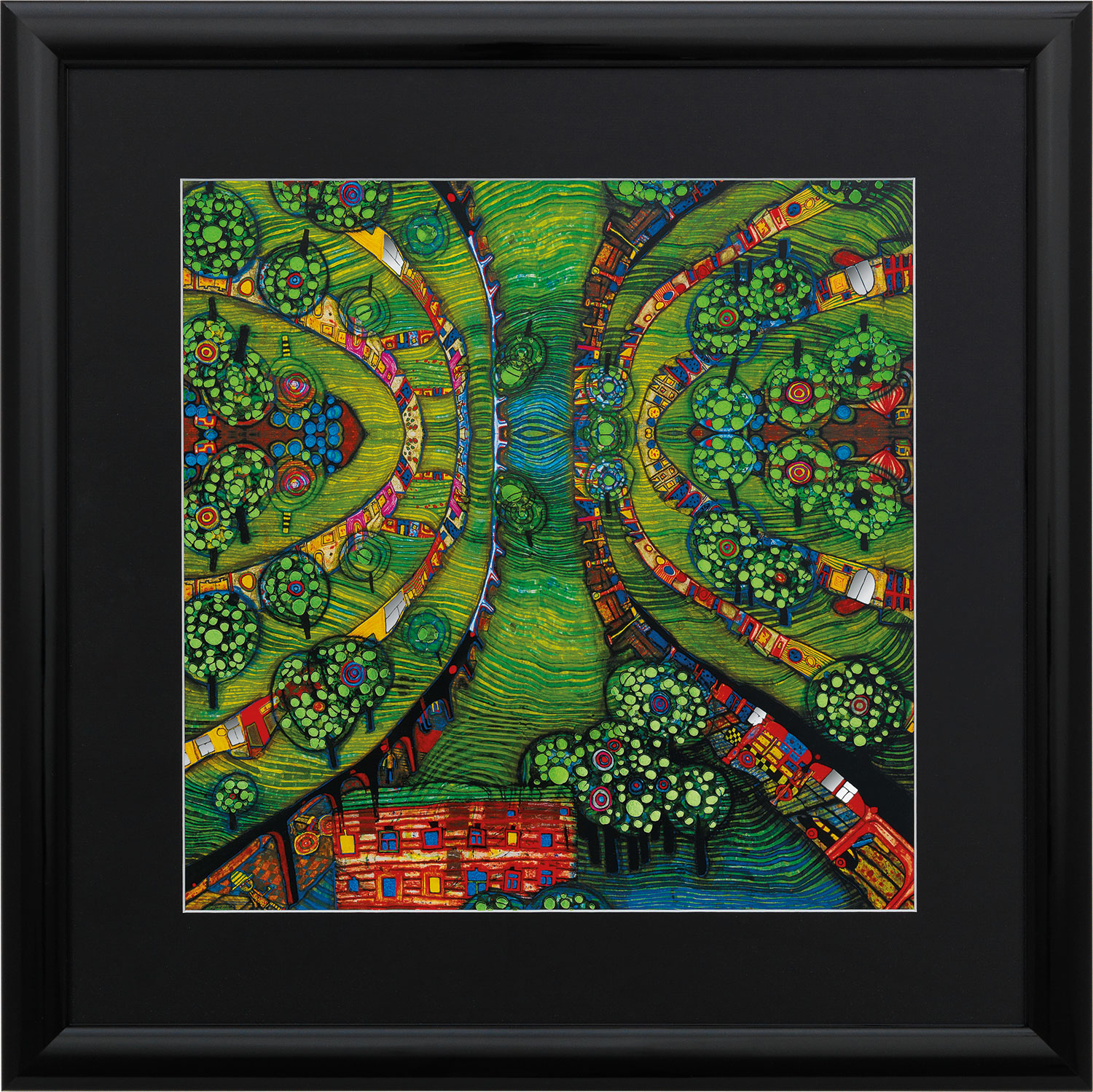 Friedensreich Hundertwasser: Afbeelding '(781) Groene Stad', ingelijst