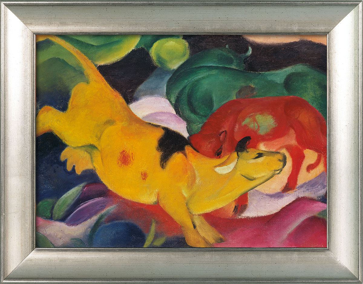 Franz Marc: Bild 'Kühe gelb-rot-grün' (1912), gerahmt