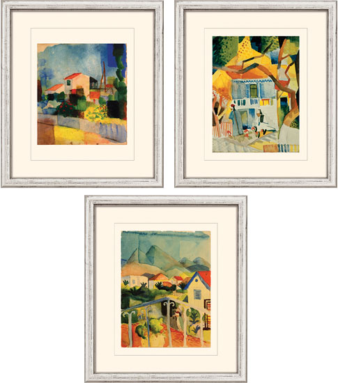 August Macke: 3 Bilder im Set, gerahmt