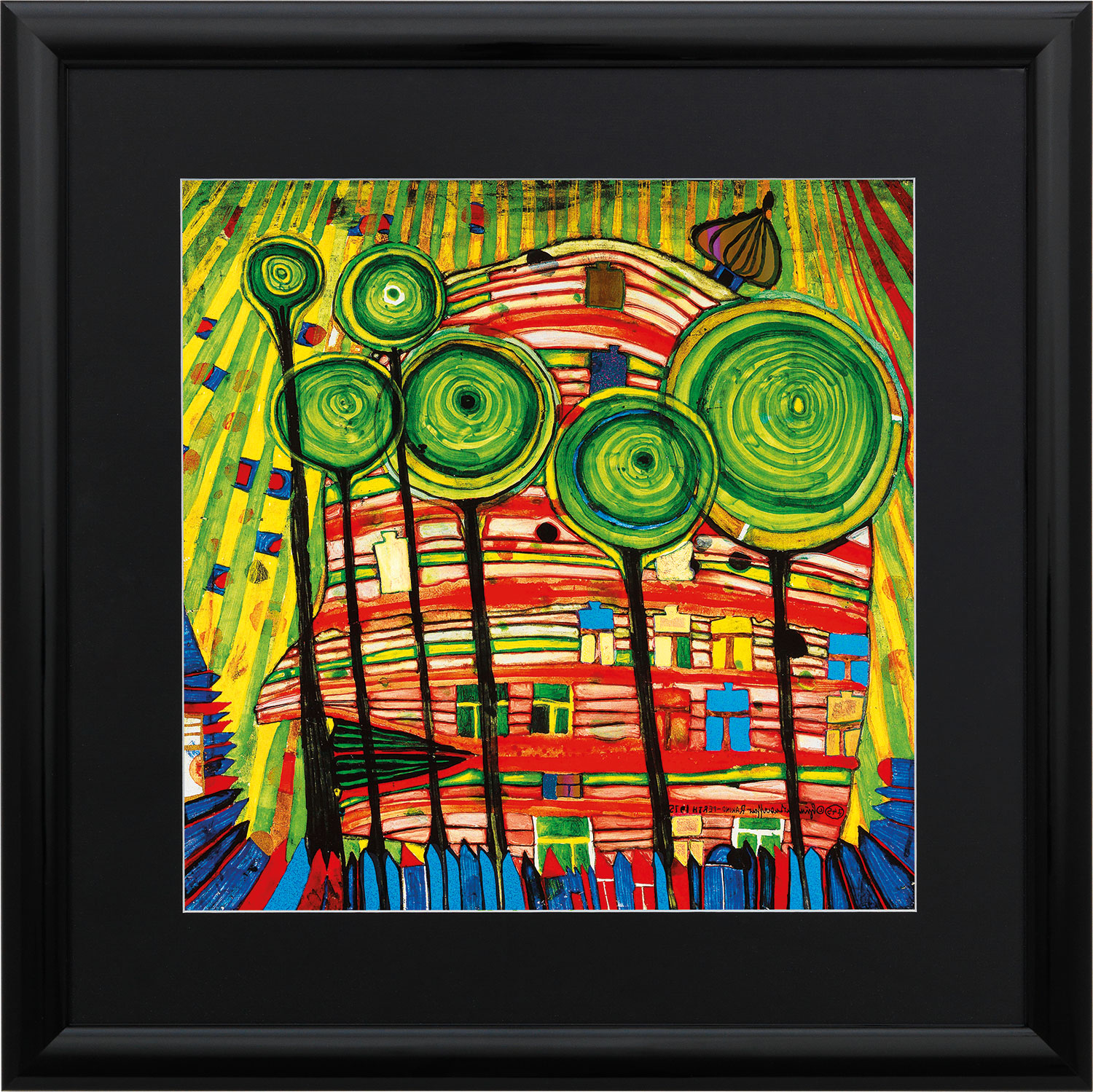 Friedensreich Hundertwasser: Afbeelding '(745) Blobs Grow in Beloved Gardens', ingelijst