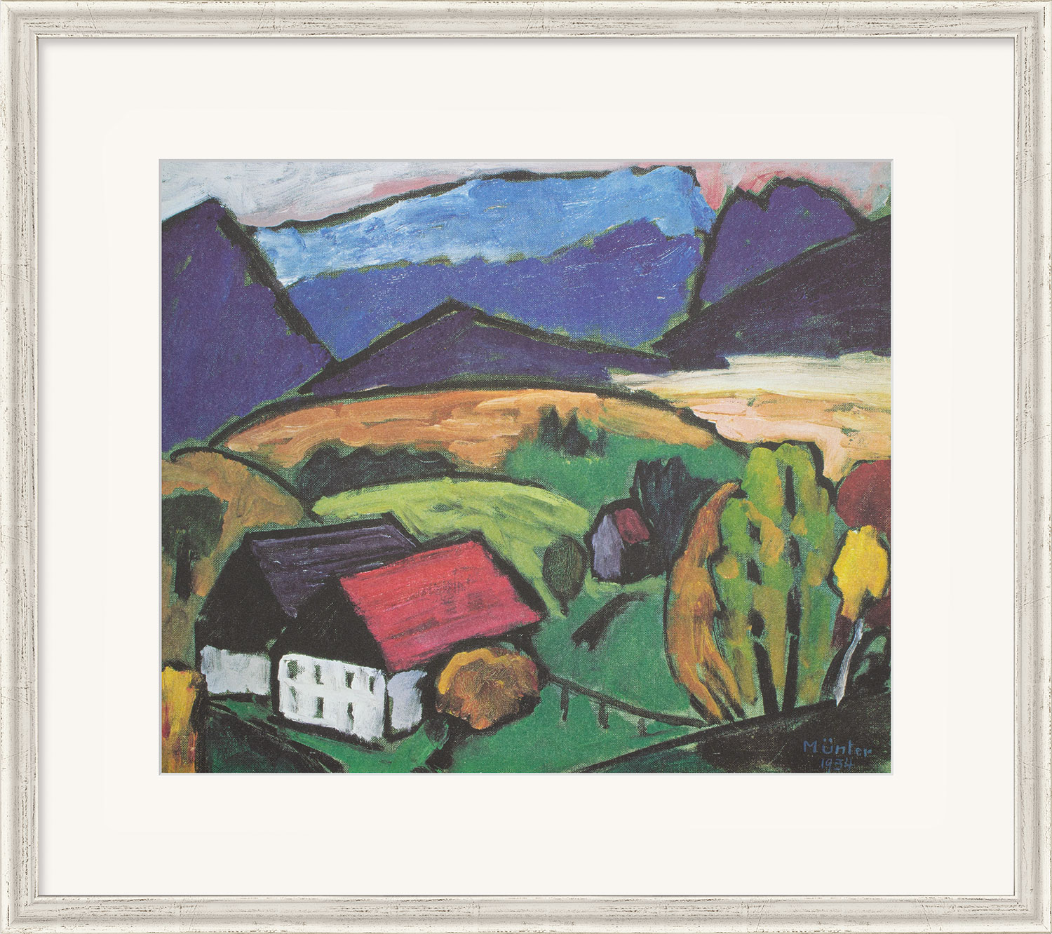 Gabriele Münter: Bild 'Blick aufs Gebirge' (1934), gerahmt