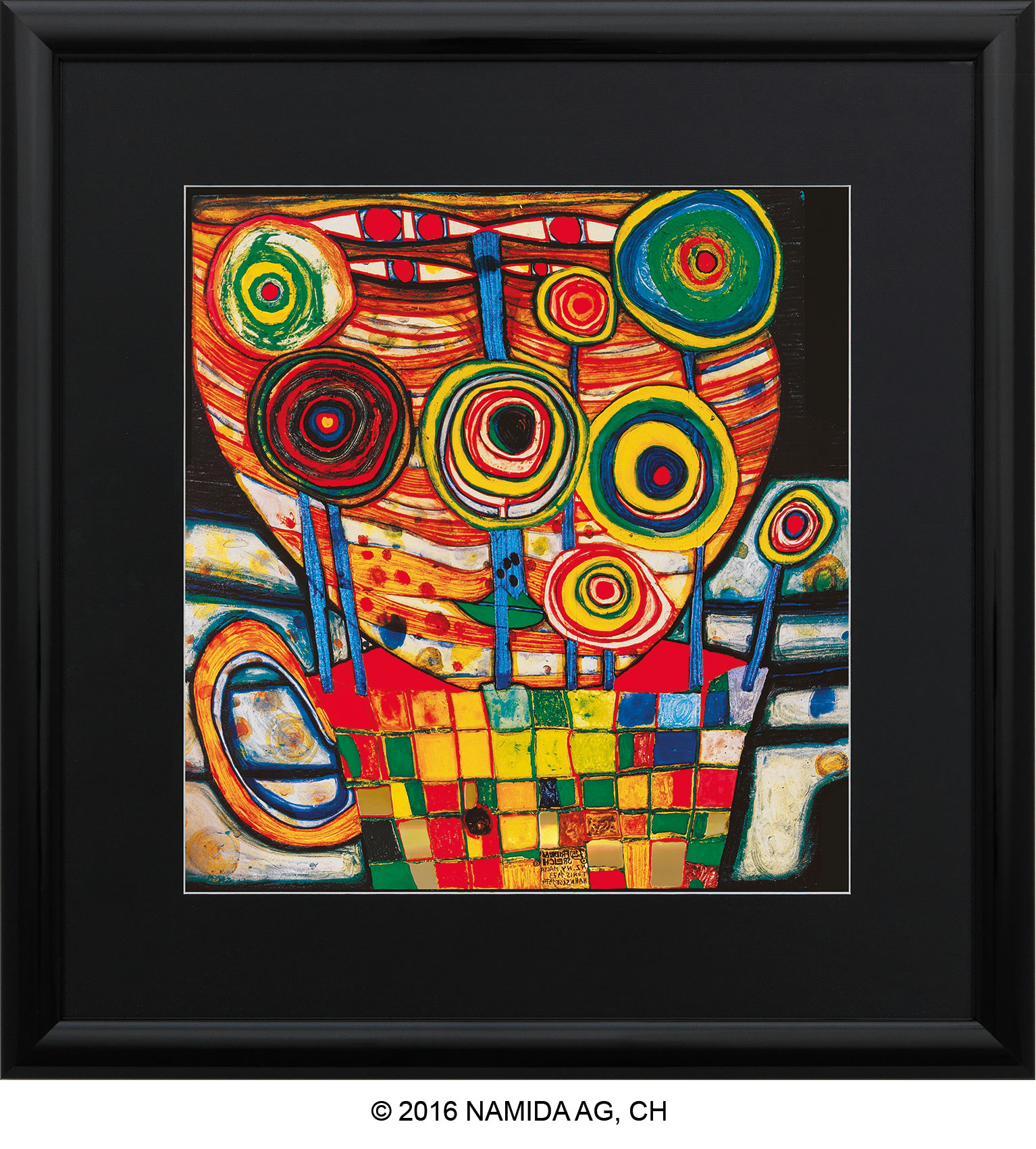 Friedensreich Hundertwasser: Afbeelding '(725) Het ding groeit in een bloempot', ingelijst