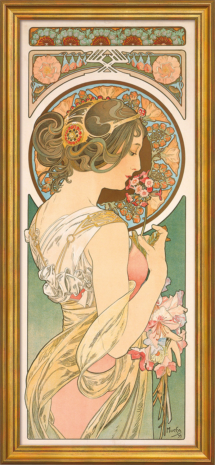 Alphonse Mucha: Bild 'Schlüsselblume' (1899), gerahmt