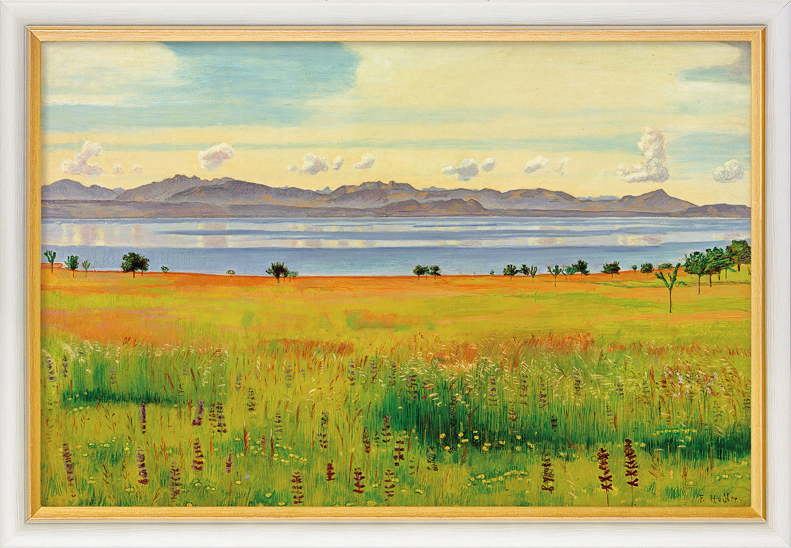 Ferdinand Hodler: Bild 'Der Genfersee von Saint-Prex aus' (1901), gerahmt
