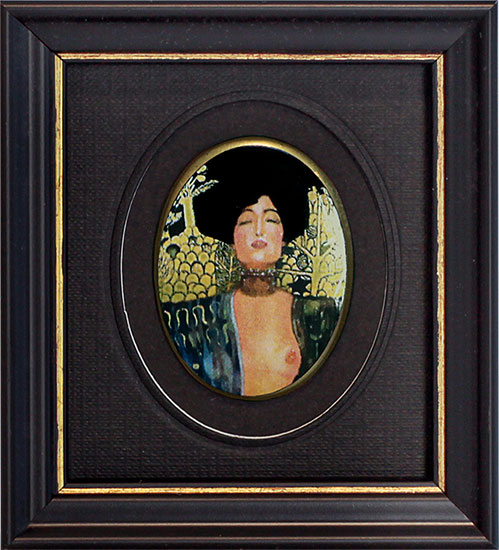 Gustav Klimt: Miniatur-Porzellanbild 'Judith I' (1901), gerahmt