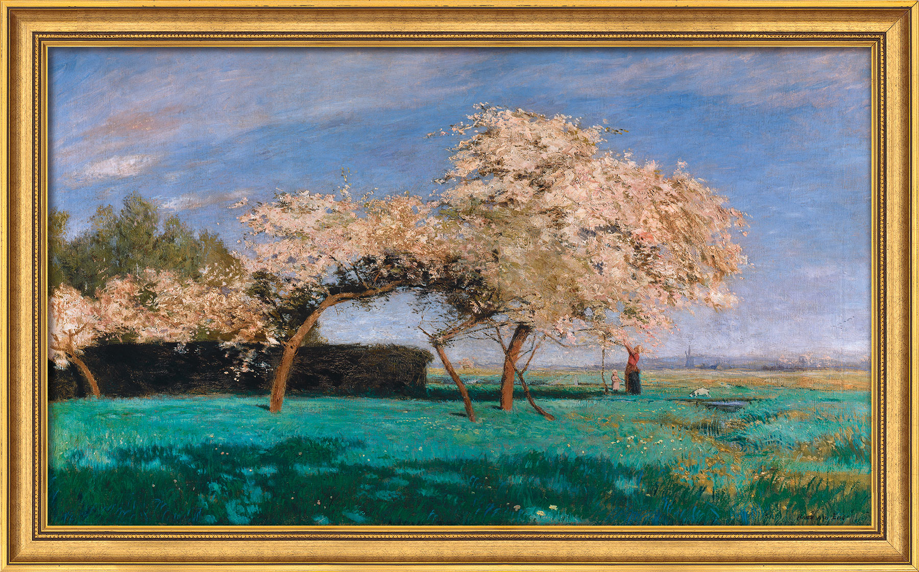 Hans am Ende: Bild 'Frühlingstag' (1897/98), Version goldfarben gerahmt