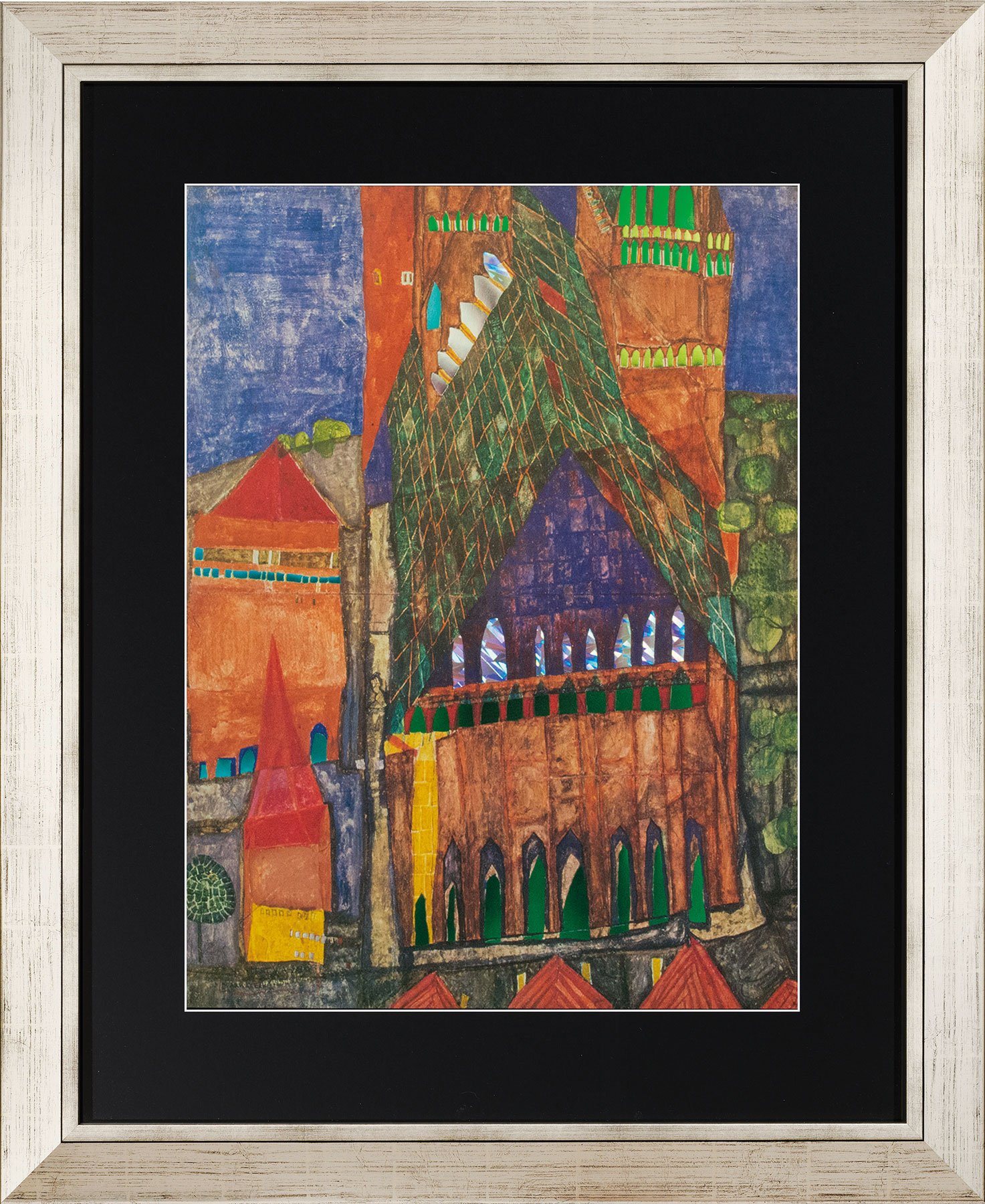 Friedensreich Hundertwasser: Billede 'Katedral I', indrammet