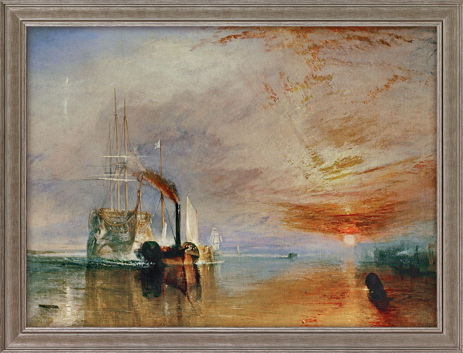 William Turner: Picture 'The Last Voyage of the Temeraire' (1839), framed