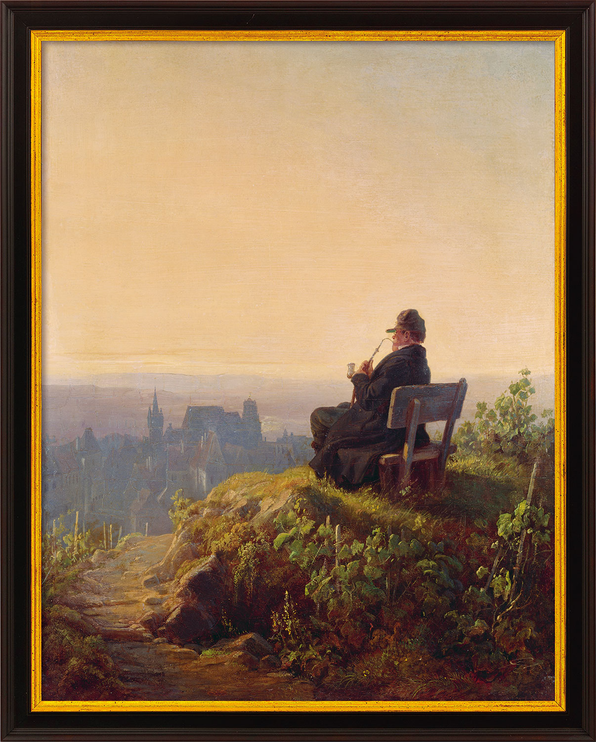 Carl Spitzweg: Bild 'Friedlicher Abend', gerahmt