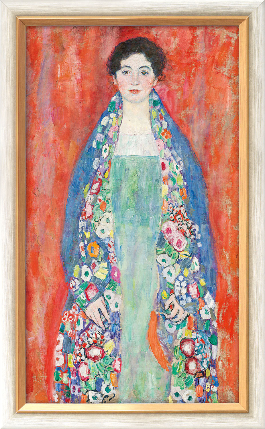 Gustav Klimt: Bild 'Bildnis Fräulein Lieser' (1917), Version weiß-goldfarben gerahmt