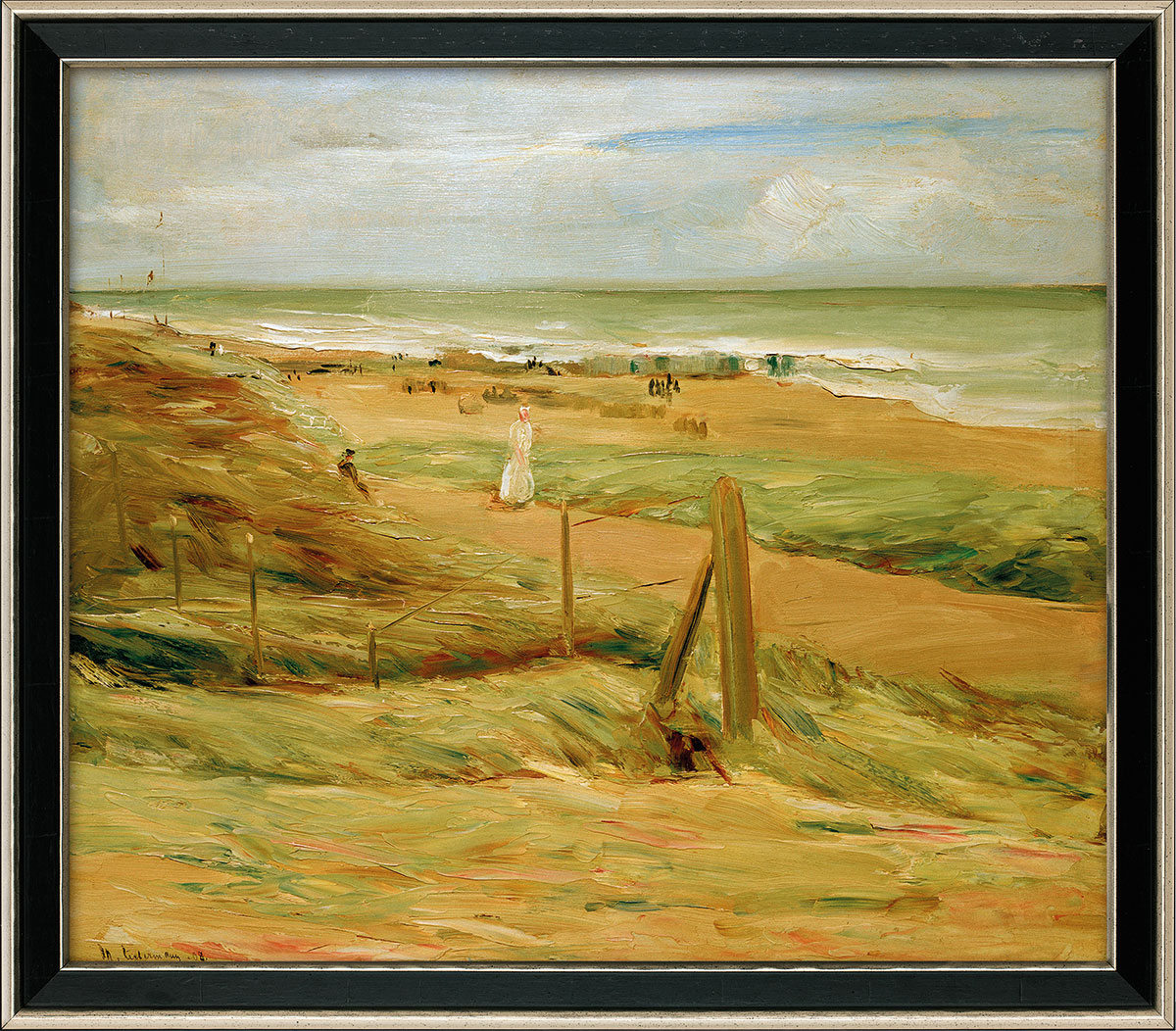 Max Liebermann: Bild 'Dünenpromenade' (1908), Version schwarz-silberfarben gerahmt