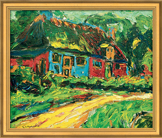 Ernst Ludwig Kirchner: Bild 'Altes Haus auf Fehmarn' (1908), gerahmt