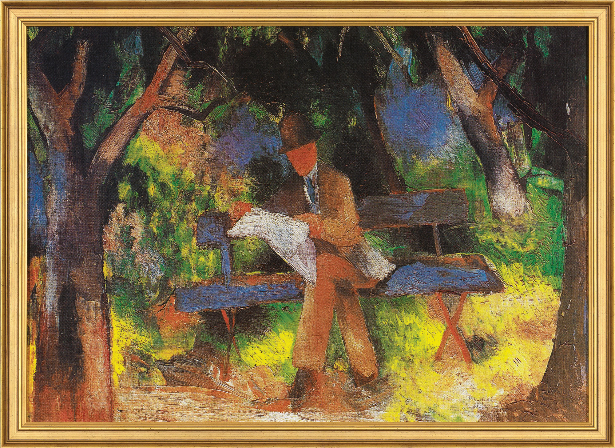 August Macke: Bild 'Lesender Mann' (1914), gerahmt