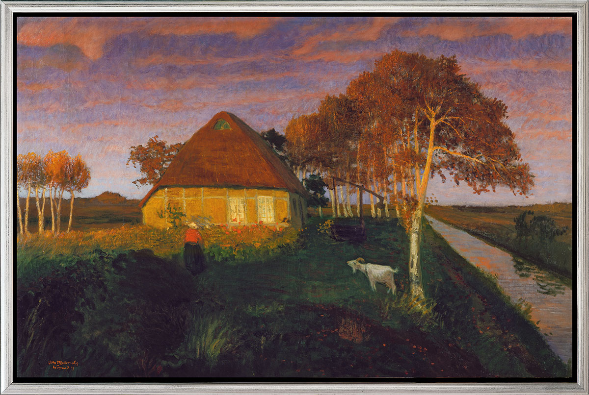 Otto Modersohn: Bild 'Moorkate im Abendsonnenschein' (1899), gerahmt
