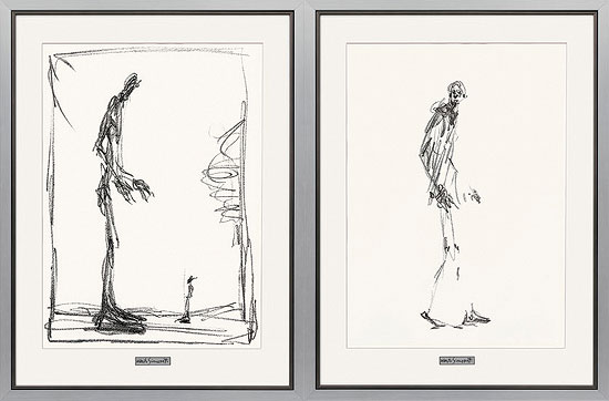 Alberto Giacometti: 2 Bilder 'Dessin I (Groß und Klein) + II (Schreitender Mann)' im Set