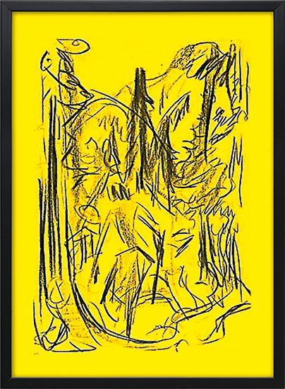 Ernst Ludwig Kirchner: Bild 'Akt im Wald mit Blick auf Hubel', gerahmt