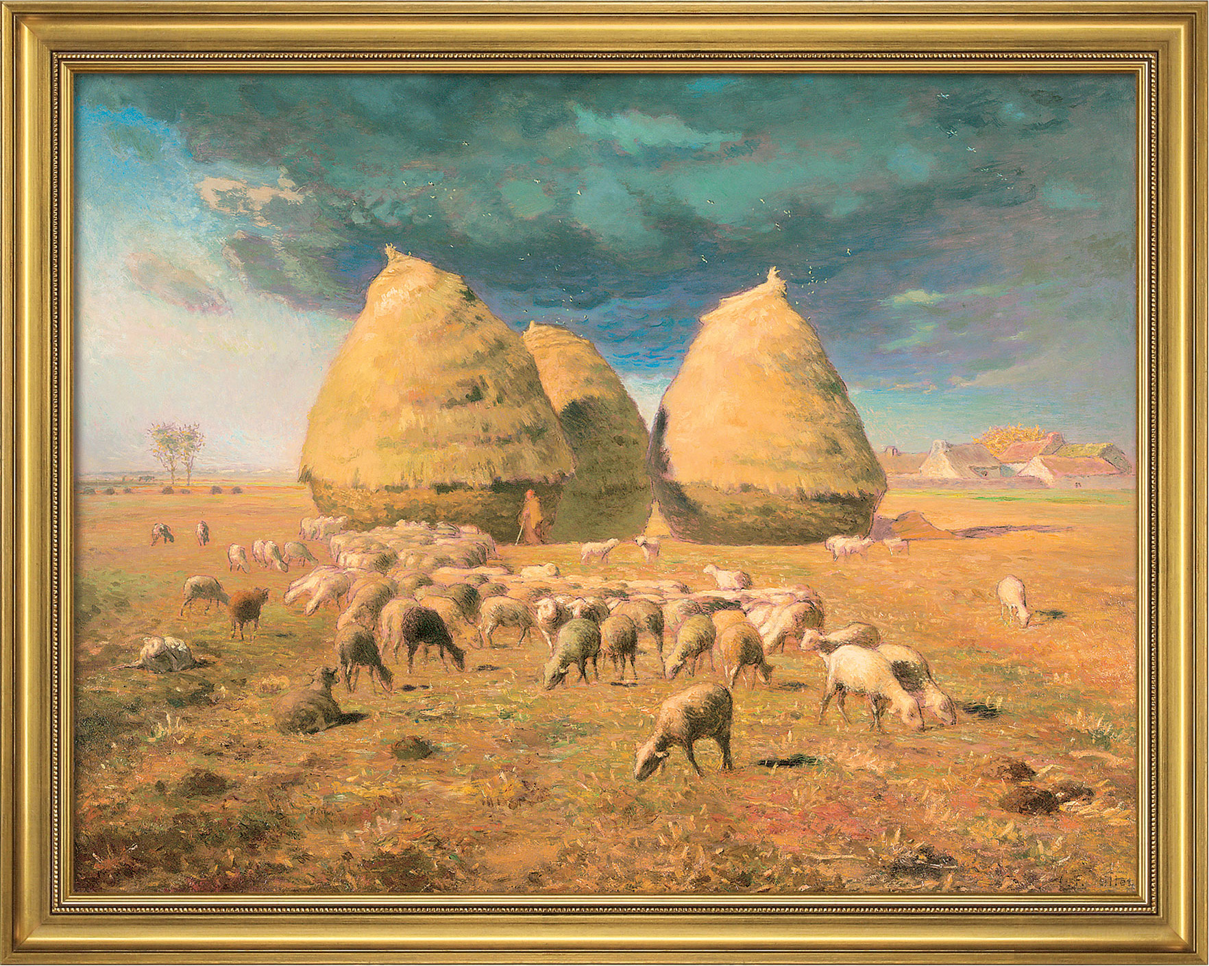 Jean-François Millet: Bild 'Die Heuhaufen, Herbst' (ca. 1874), gerahmt