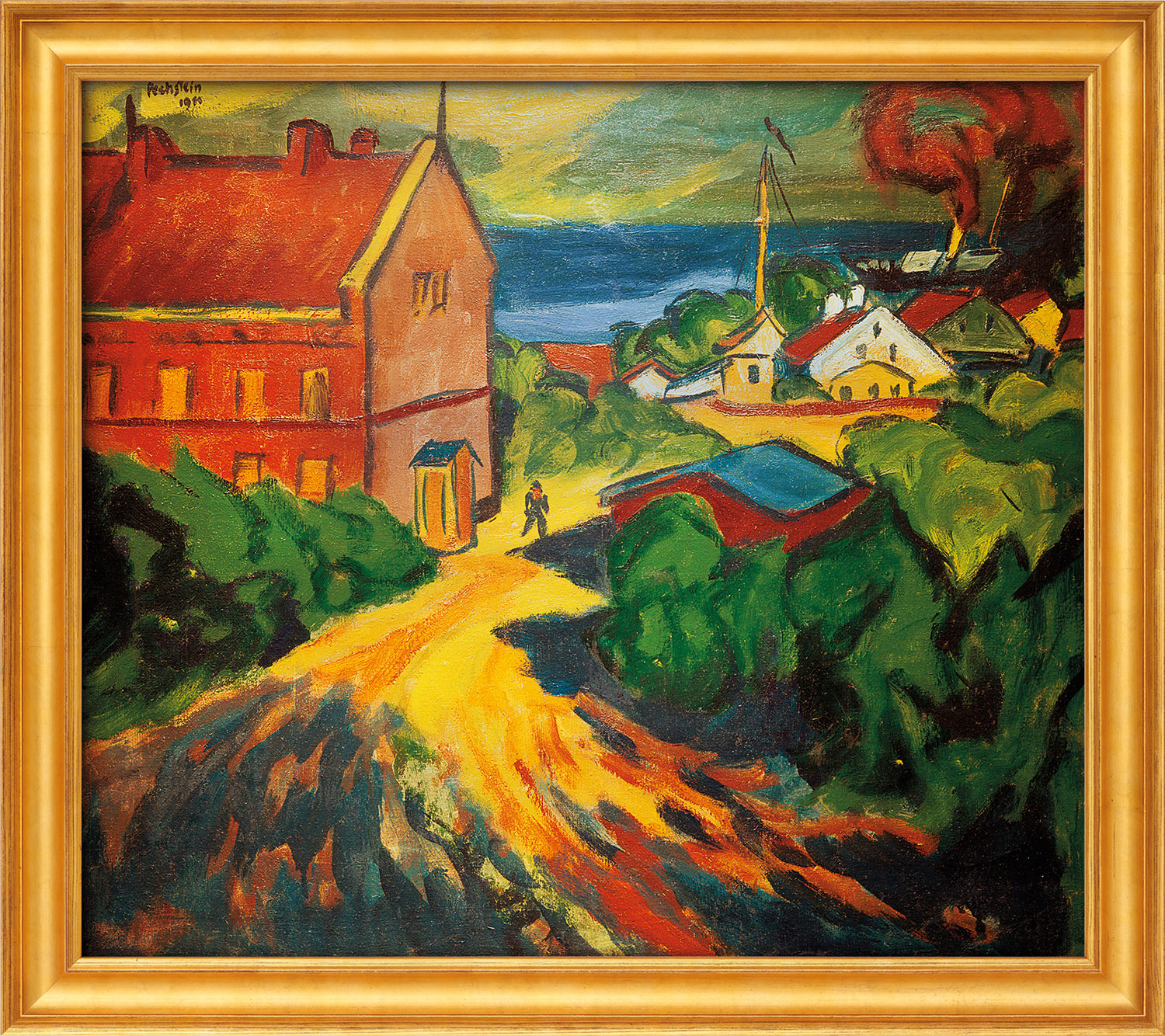 Max Pechstein: Bild 'Das rote Beamtenhaus in Nidden', gerahmt