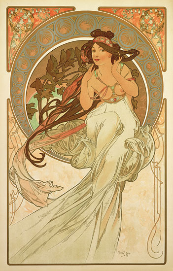 Alphonse Mucha: Glasbild 'Die Musik' (1898)