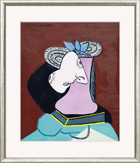 Pablo Picasso: Bild 'Frau mit Strohhut' (1936), gerahmt