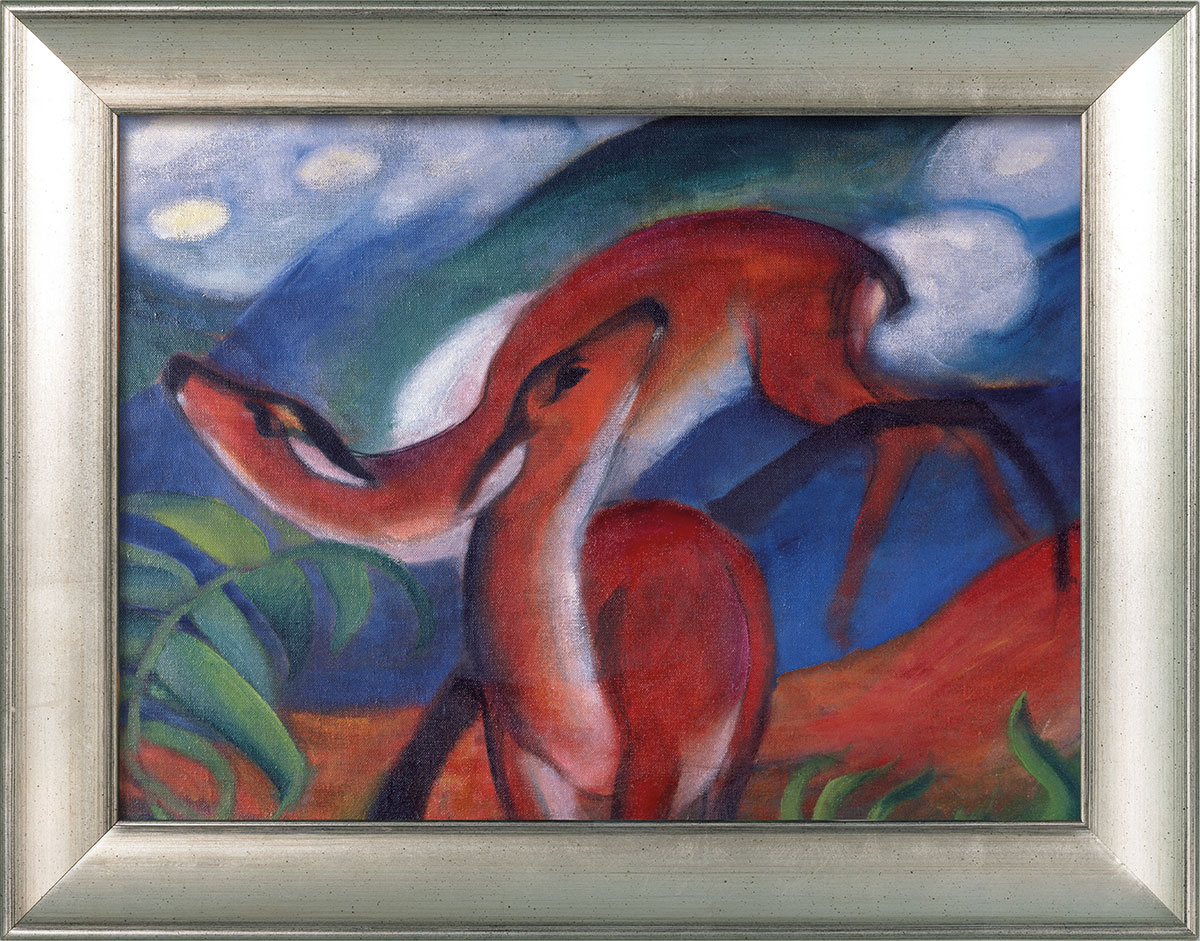 Franz Marc: Bild 'Rote Rehe II' (1912), gerahmt