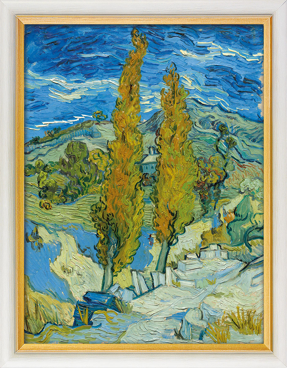 Vincent van Gogh: Bild 'Zwei Pappeln an einem Weg' (1889), gerahmt