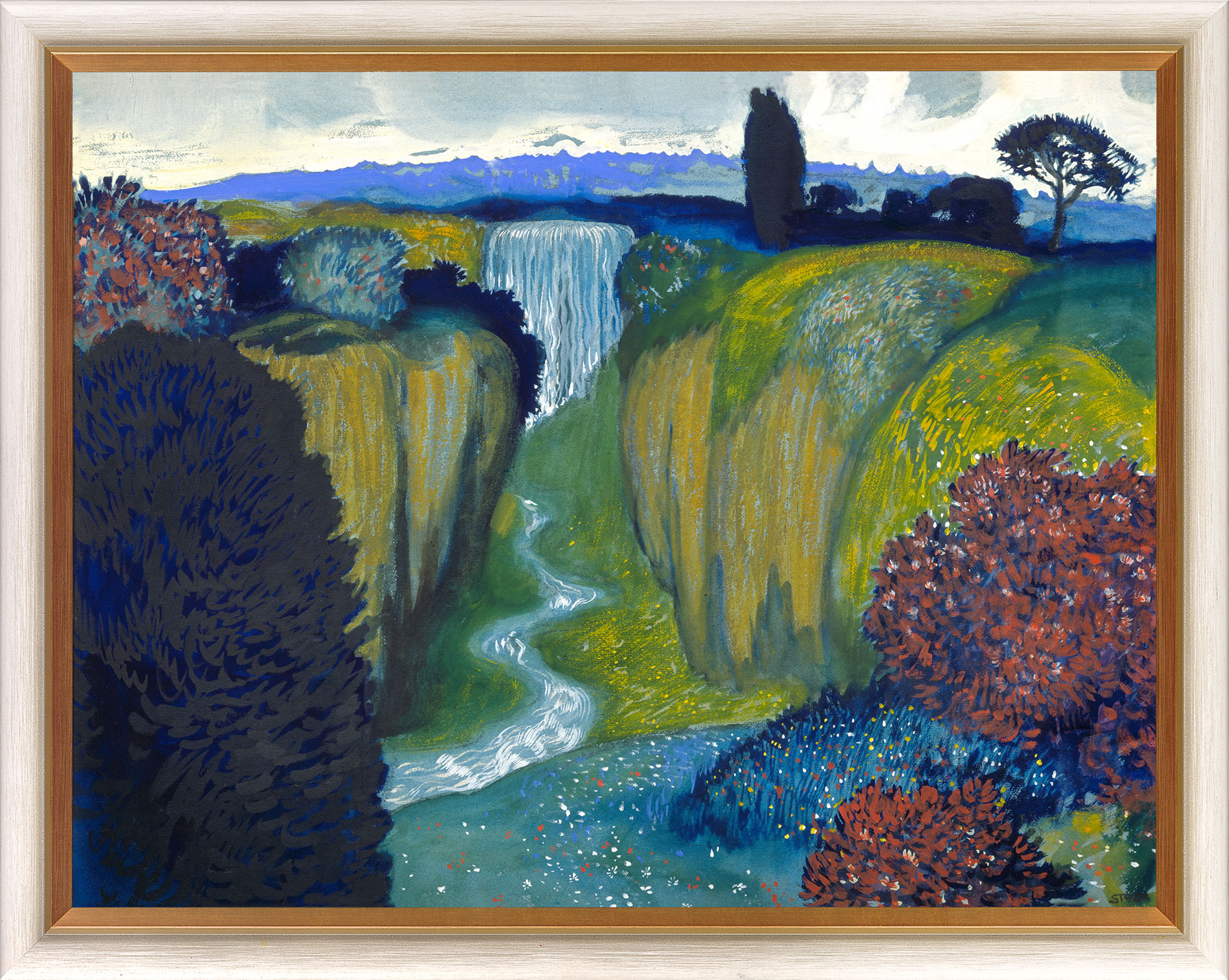 Franz von Stuck: Bild 'Landschaft mit Wasserfall' (um 1896), gerahmt