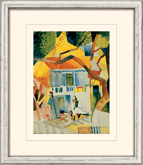 August Macke: Bild 'Innenhof des Landhauses in St. Germain' (1914), gerahmt