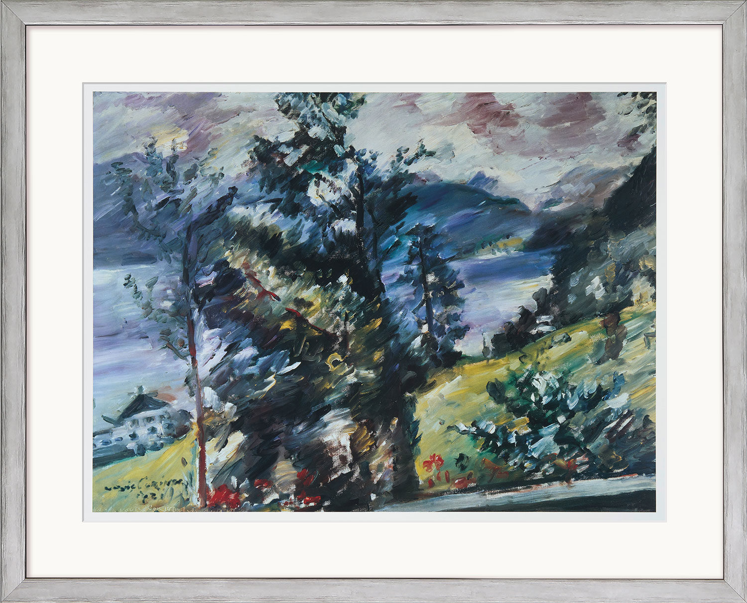 Lovis Corinth: Bild 'Walchensee, Blick auf den Wetterstein' (1921), gerahmt