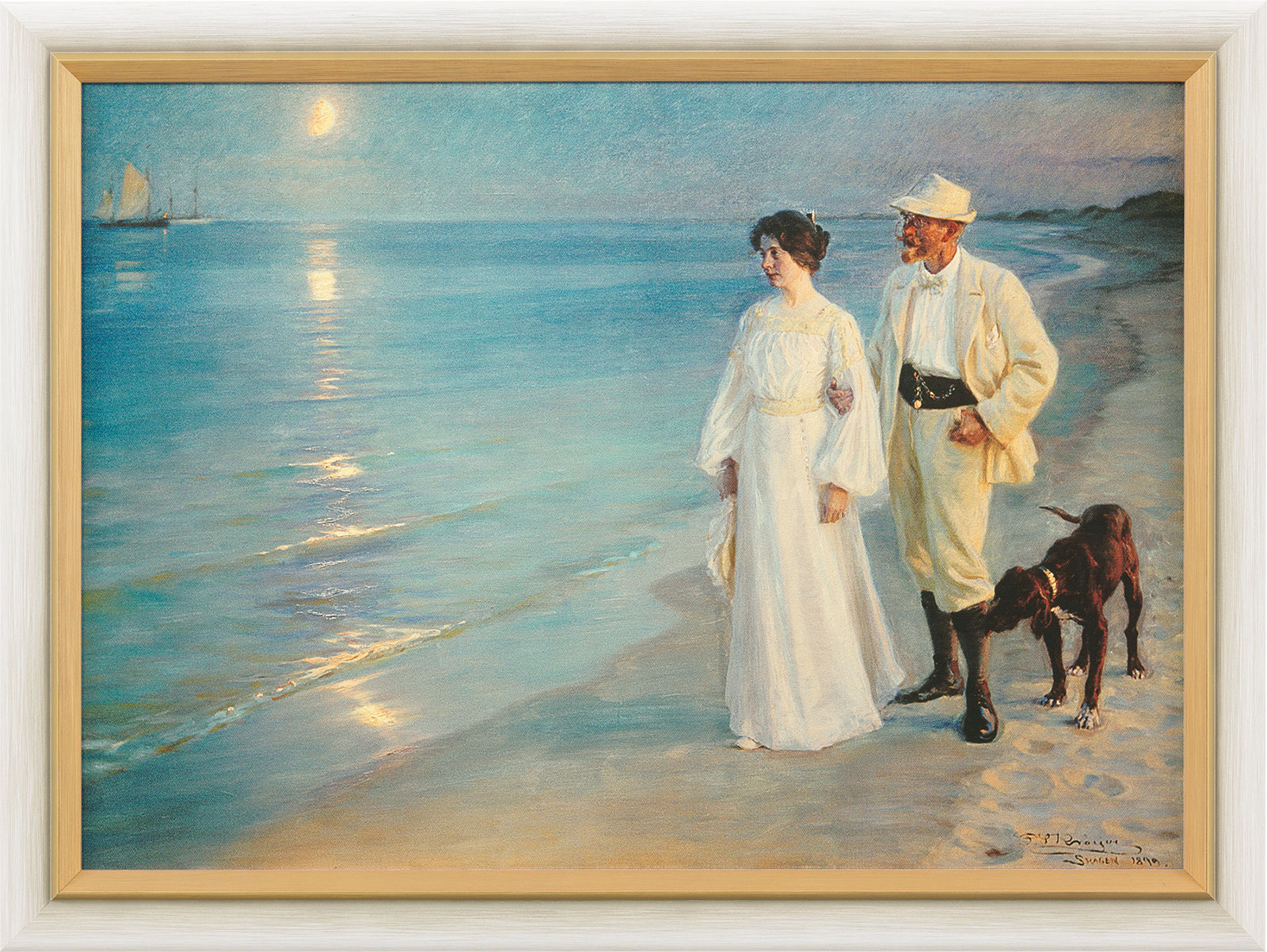 Peder Severin Kroyer: Bild 'Sommerabend bei Skagen - Der Künstler und seine Frau' (1899), gerahmt