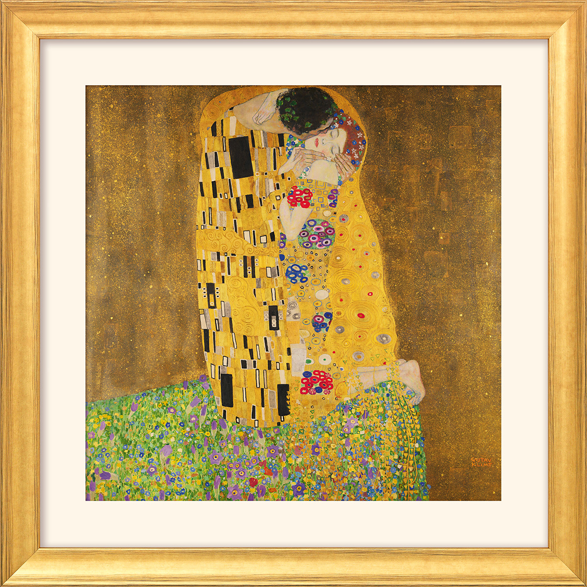 Gustav Klimt: Bild 'Der Kuss' (1907-08), gerahmt