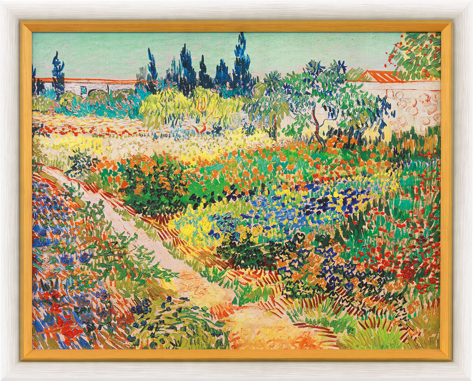 Vincent van Gogh: Bild 'Blühender Garten mit Pfad' (1888), gerahmt
