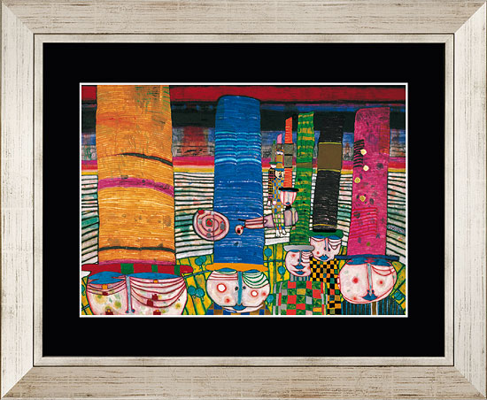 Friedensreich Hundertwasser: Afbeelding 'Hoeden dragen', ingelijst